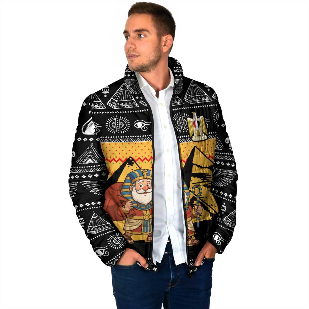 Egypt Christmas Padded Jacket with Pharaoh Santa Pyramids Eye of Horus and Ancient Egyptian - Wonder Print Shop