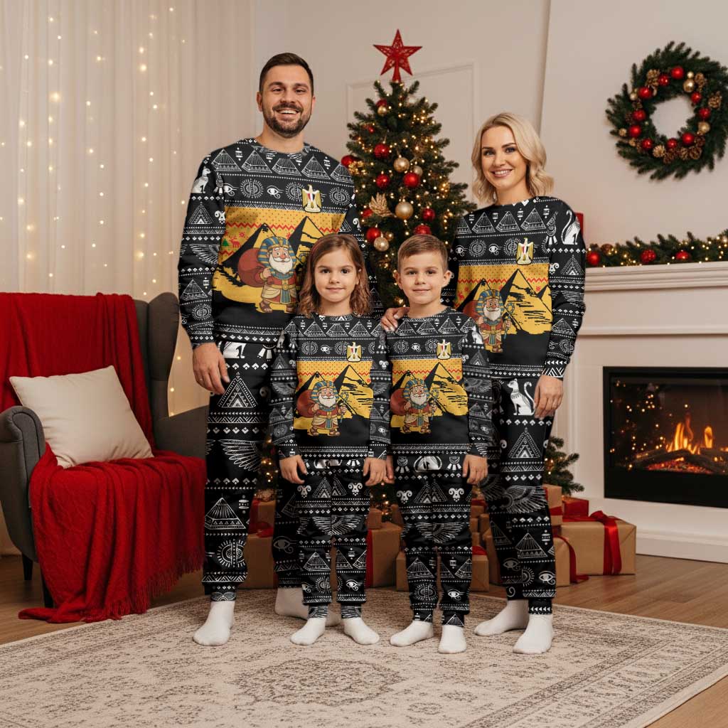 Egypt Christmas Pajama Set with Pharaoh Santa Pyramids Eye of Horus and Ancient Egyptian - Wonder Print Shop