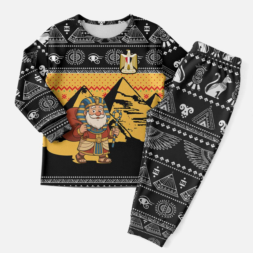 Egypt Christmas Pajama Set with Pharaoh Santa Pyramids Eye of Horus and Ancient Egyptian - Wonder Print Shop