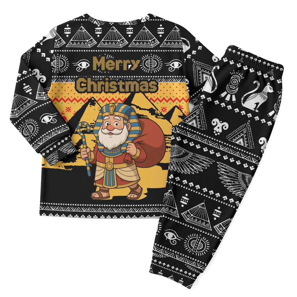 Egypt Christmas Pajama Set with Pharaoh Santa Pyramids Eye of Horus and Ancient Egyptian - Wonder Print Shop