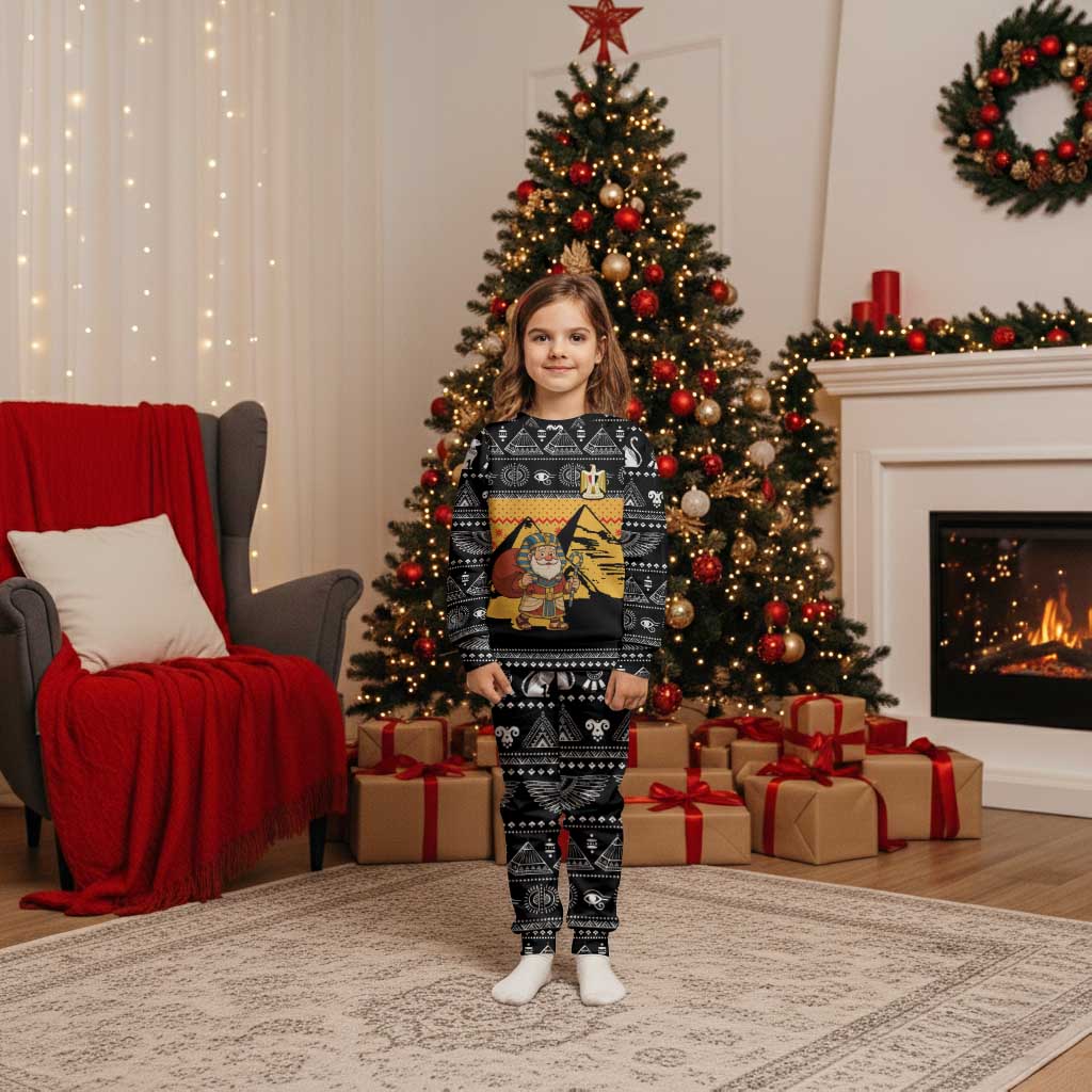 Egypt Christmas Pajama Set with Pharaoh Santa Pyramids Eye of Horus and Ancient Egyptian - Wonder Print Shop