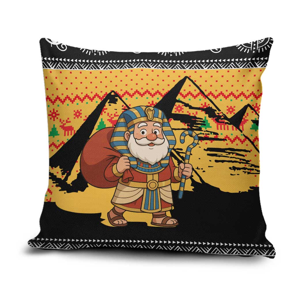 Egypt Christmas Pillow Cover with Pharaoh Santa Pyramids Eye of Horus and Ancient Egyptian - Wonder Print Shop