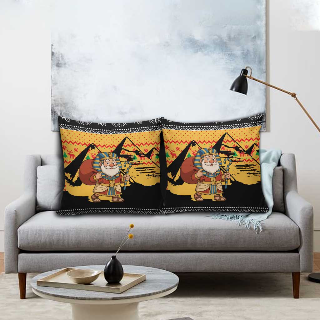 Egypt Christmas Pillow Cover with Pharaoh Santa Pyramids Eye of Horus and Ancient Egyptian - Wonder Print Shop