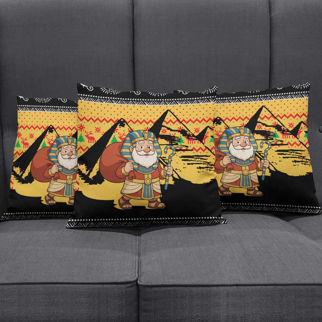 Egypt Christmas Pillow Cover with Pharaoh Santa Pyramids Eye of Horus and Ancient Egyptian - Wonder Print Shop