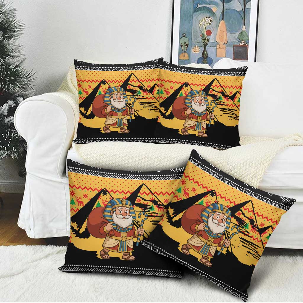 Egypt Christmas Pillow Cover with Pharaoh Santa Pyramids Eye of Horus and Ancient Egyptian - Wonder Print Shop