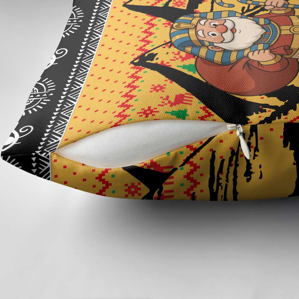 Egypt Christmas Pillow Cover with Pharaoh Santa Pyramids Eye of Horus and Ancient Egyptian - Wonder Print Shop