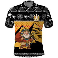 Egypt Christmas Polo Shirt with Pharaoh Santa Pyramids Eye of Horus and Ancient Egyptian - Wonder Print Shop
