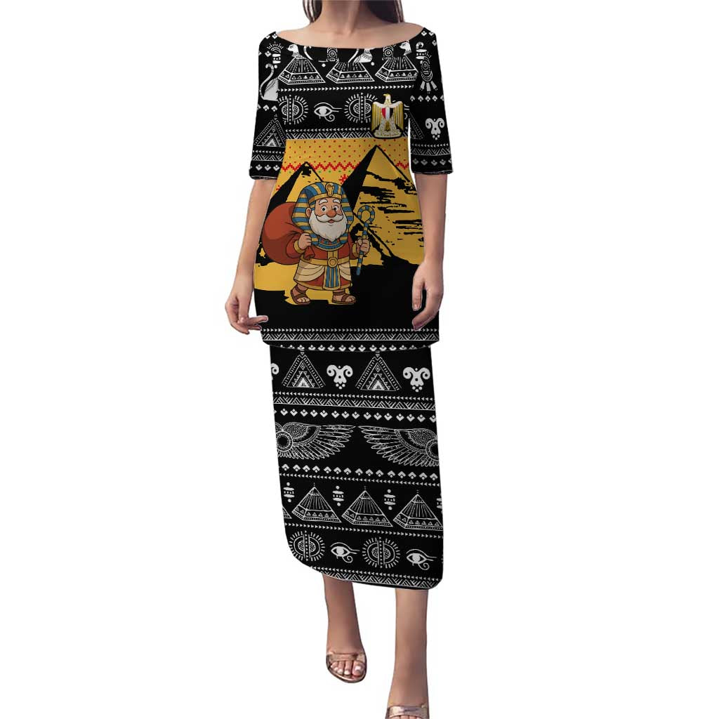 Egypt Christmas Puletasi with Pharaoh Santa Pyramids Eye of Horus and Ancient Egyptian - Wonder Print Shop