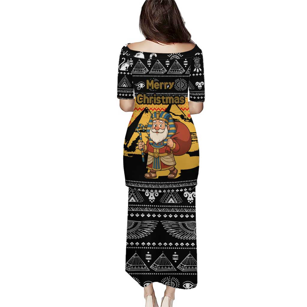 Egypt Christmas Puletasi with Pharaoh Santa Pyramids Eye of Horus and Ancient Egyptian - Wonder Print Shop