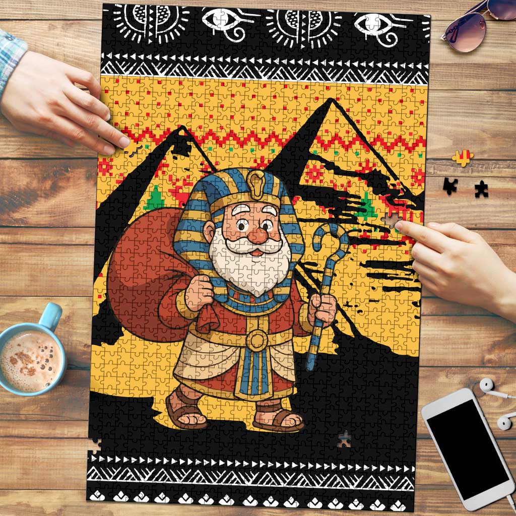 Egypt Christmas Puzzle with Pharaoh Santa Pyramids Eye of Horus and Ancient Egyptian - Wonder Print Shop