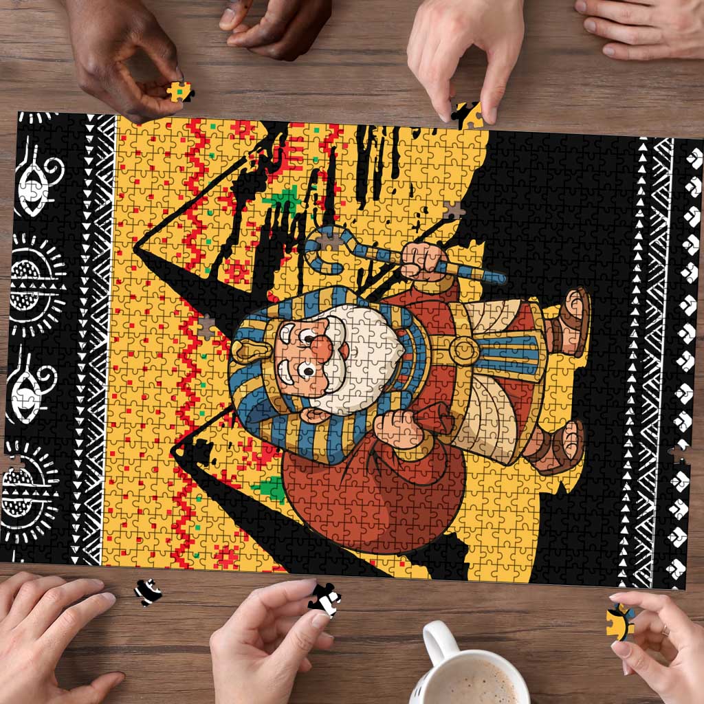 Egypt Christmas Puzzle with Pharaoh Santa Pyramids Eye of Horus and Ancient Egyptian - Wonder Print Shop