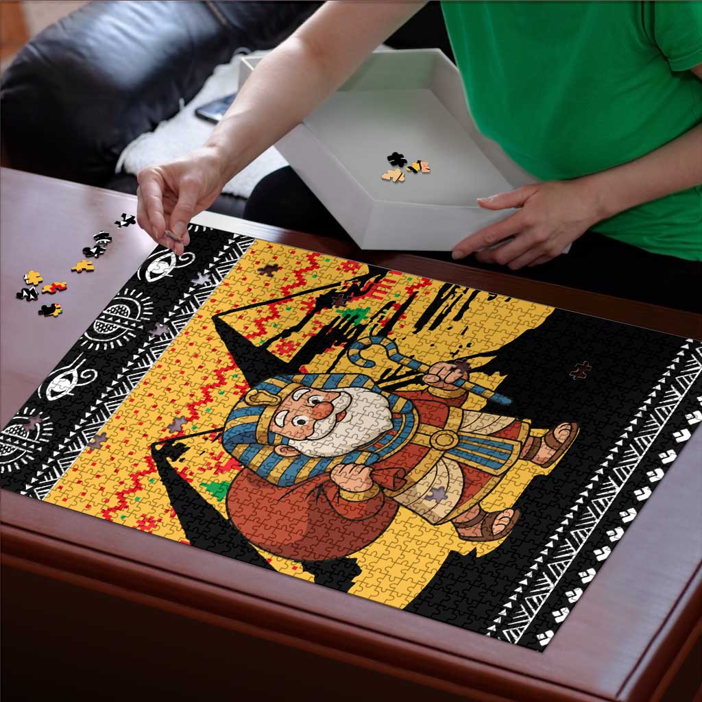 Egypt Christmas Puzzle with Pharaoh Santa Pyramids Eye of Horus and Ancient Egyptian - Wonder Print Shop