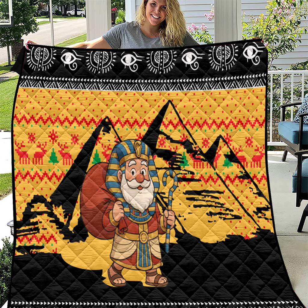 Egypt Christmas Quilt with Pharaoh Santa Pyramids Eye of Horus and Ancient Egyptian - Wonder Print Shop