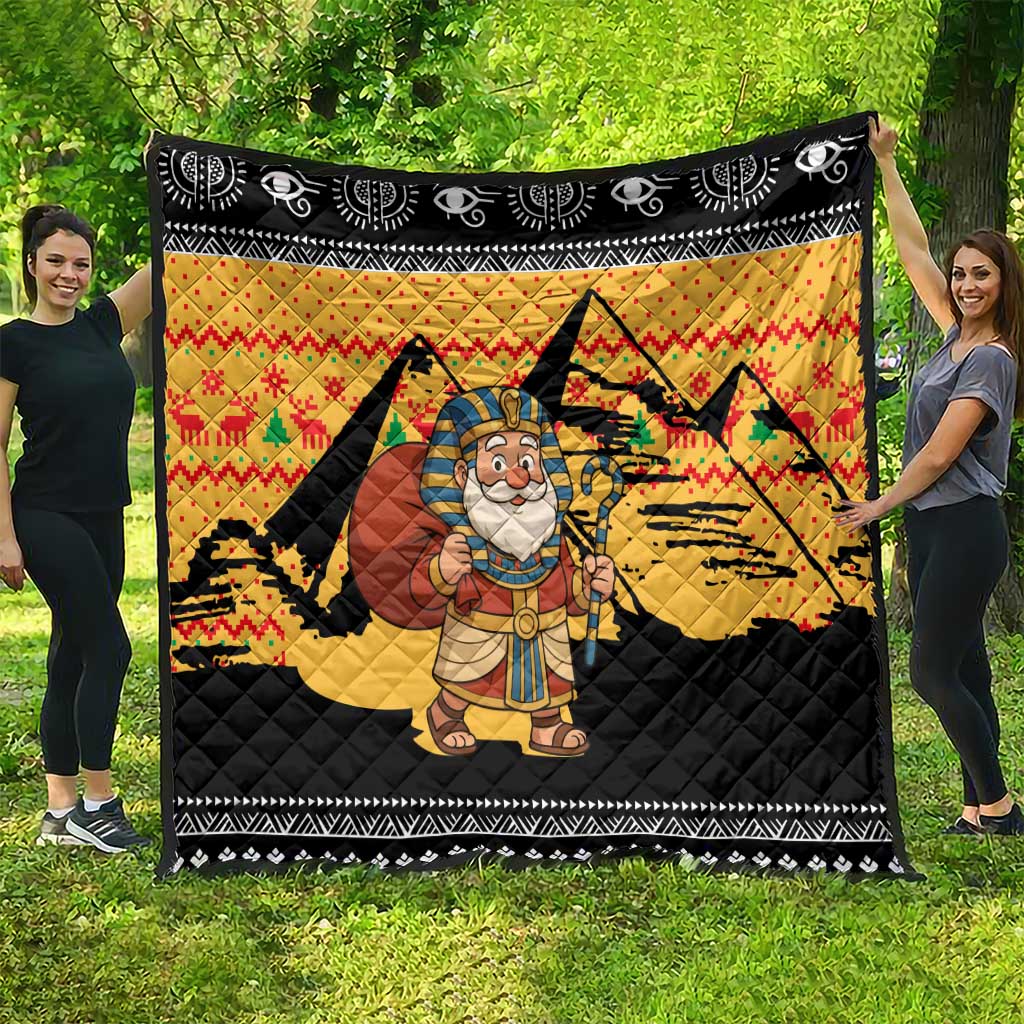 Egypt Christmas Quilt with Pharaoh Santa Pyramids Eye of Horus and Ancient Egyptian - Wonder Print Shop
