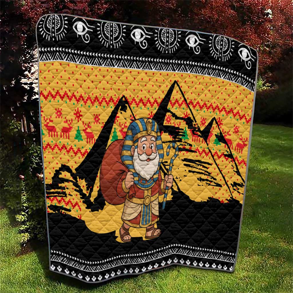 Egypt Christmas Quilt with Pharaoh Santa Pyramids Eye of Horus and Ancient Egyptian - Wonder Print Shop