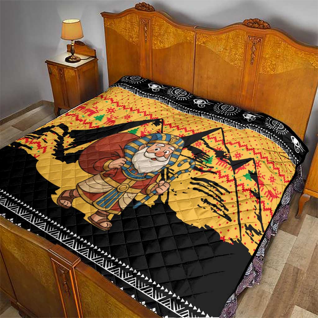 Egypt Christmas Quilt with Pharaoh Santa Pyramids Eye of Horus and Ancient Egyptian - Wonder Print Shop