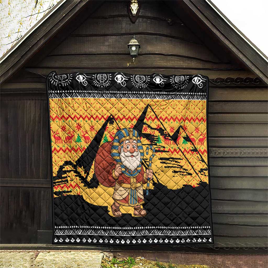 Egypt Christmas Quilt with Pharaoh Santa Pyramids Eye of Horus and Ancient Egyptian - Wonder Print Shop