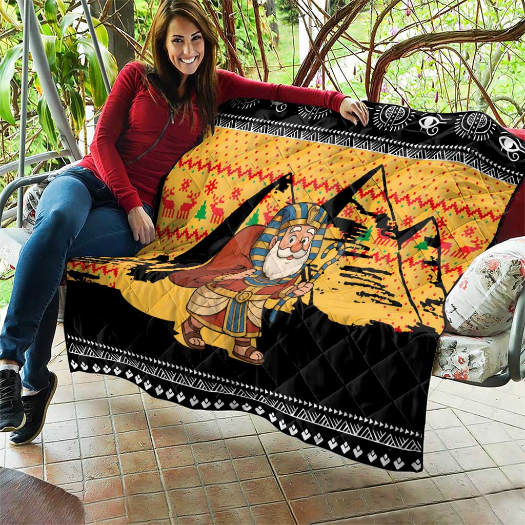 Egypt Christmas Quilt with Pharaoh Santa Pyramids Eye of Horus and Ancient Egyptian - Wonder Print Shop