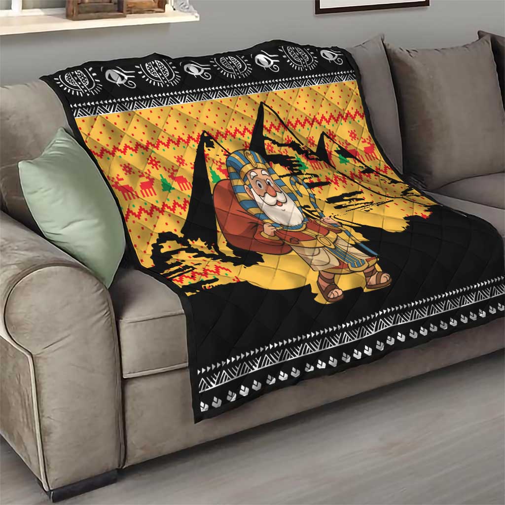 Egypt Christmas Quilt with Pharaoh Santa Pyramids Eye of Horus and Ancient Egyptian - Wonder Print Shop