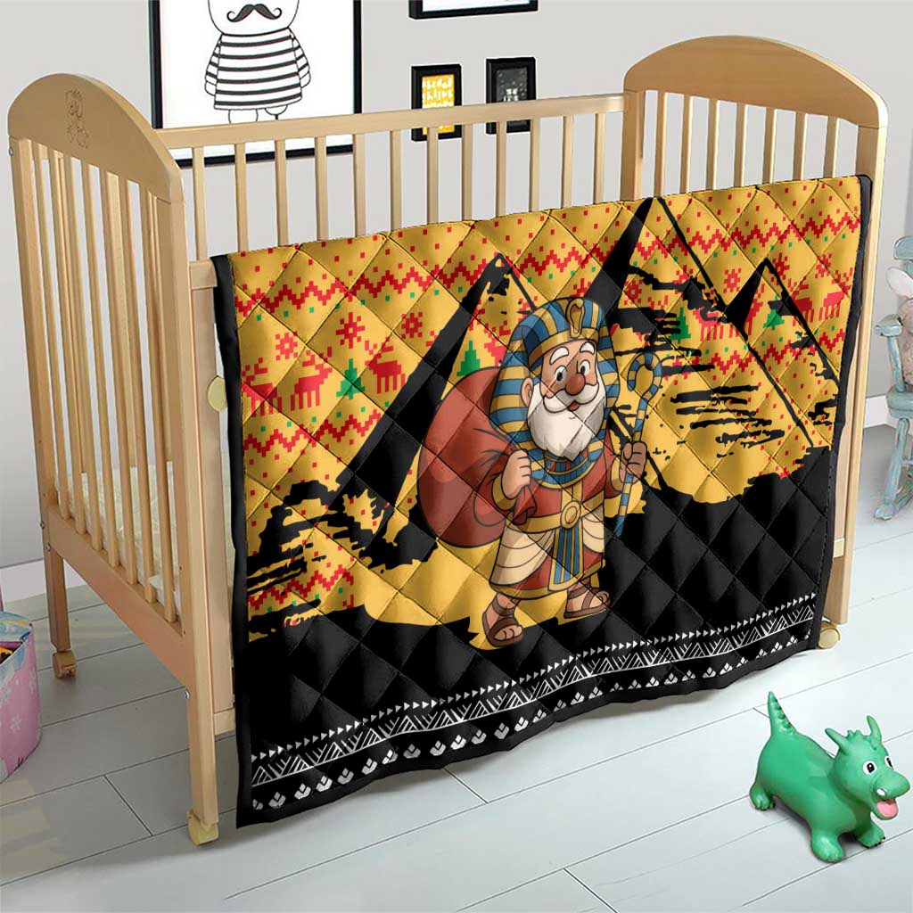 Egypt Christmas Quilt with Pharaoh Santa Pyramids Eye of Horus and Ancient Egyptian - Wonder Print Shop