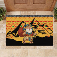 Egypt Christmas Rubber Doormat with Pharaoh Santa Pyramids Eye of Horus and Ancient Egyptian - Wonder Print Shop