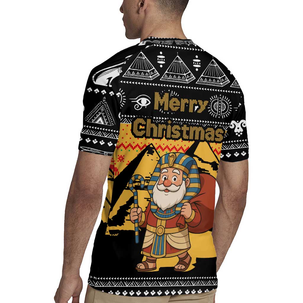 Egypt Christmas Rugby Jersey with Pharaoh Santa Pyramids Eye of Horus and Ancient Egyptian - Wonder Print Shop