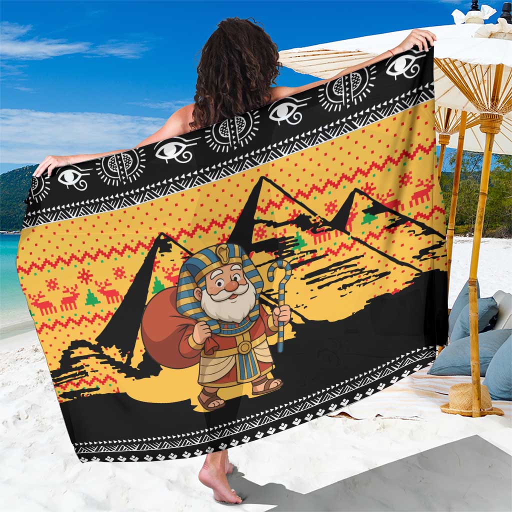 Egypt Christmas Sarong with Pharaoh Santa Pyramids Eye of Horus and Ancient Egyptian - Wonder Print Shop