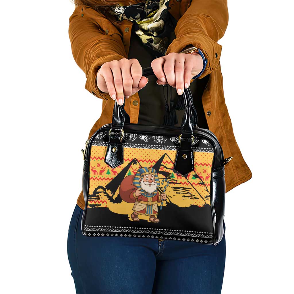 Egypt Christmas Shoulder Handbag with Pharaoh Santa Pyramids Eye of Horus and Ancient Egyptian - Wonder Print Shop
