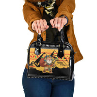Egypt Christmas Shoulder Handbag with Pharaoh Santa Pyramids Eye of Horus and Ancient Egyptian - Wonder Print Shop