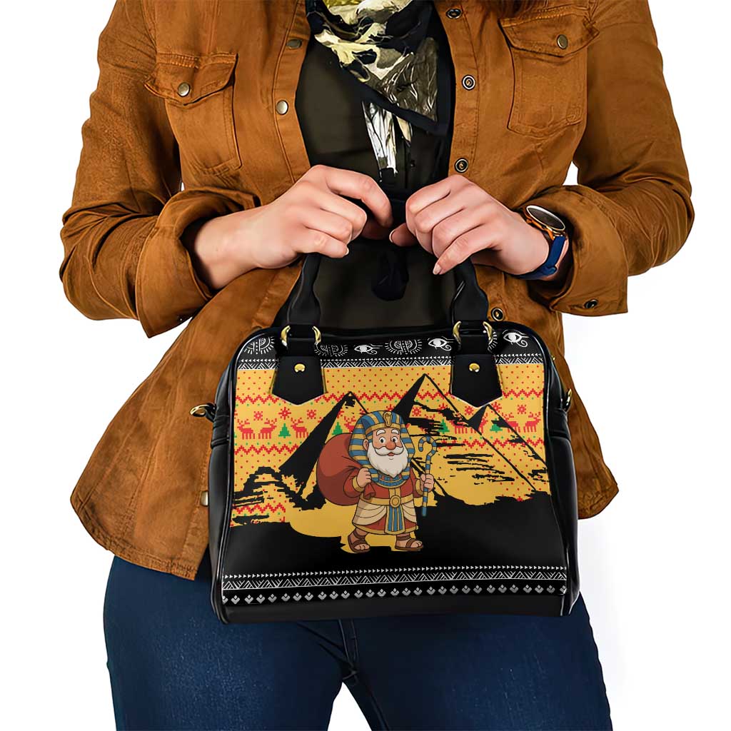 Egypt Christmas Shoulder Handbag with Pharaoh Santa Pyramids Eye of Horus and Ancient Egyptian - Wonder Print Shop