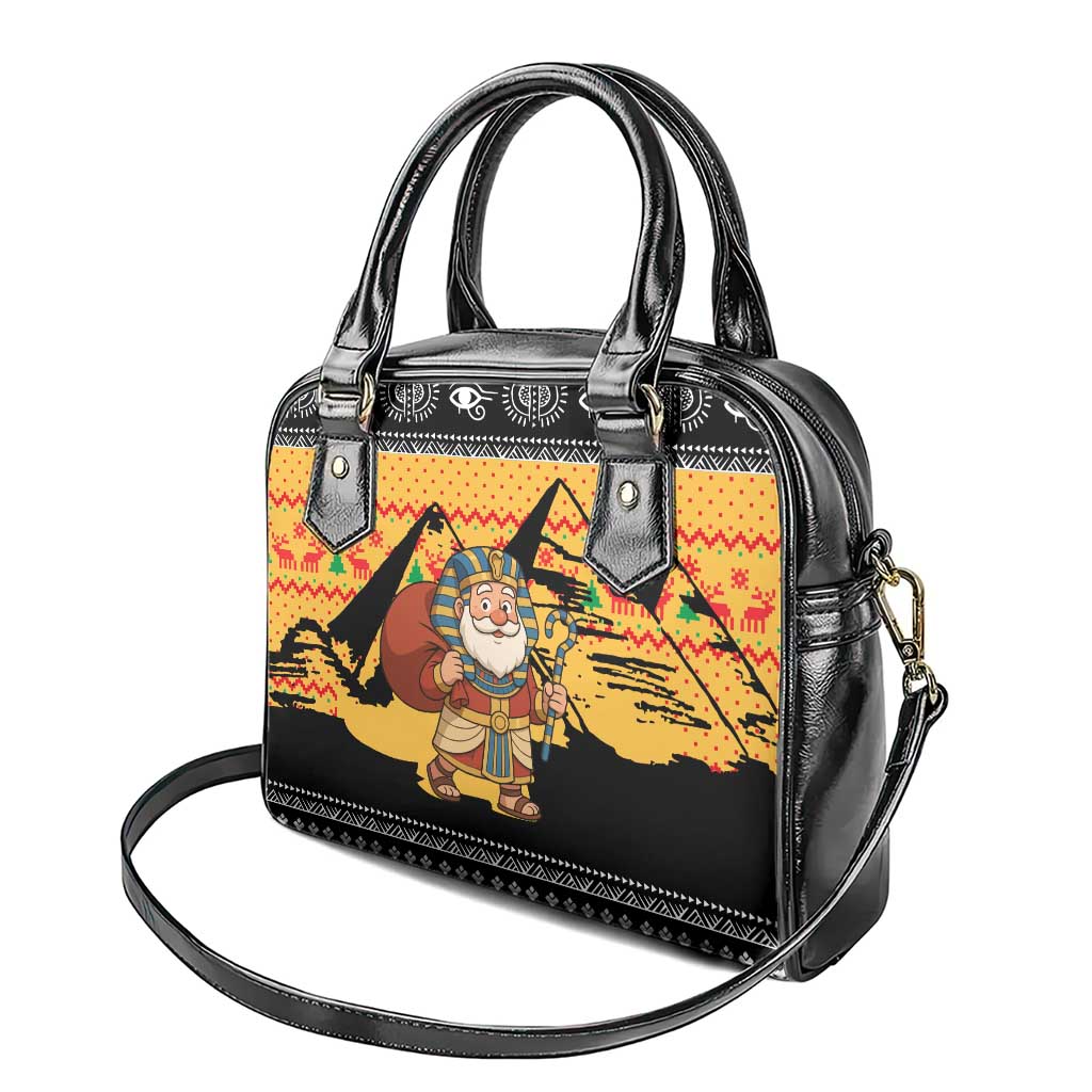 Egypt Christmas Shoulder Handbag with Pharaoh Santa Pyramids Eye of Horus and Ancient Egyptian - Wonder Print Shop