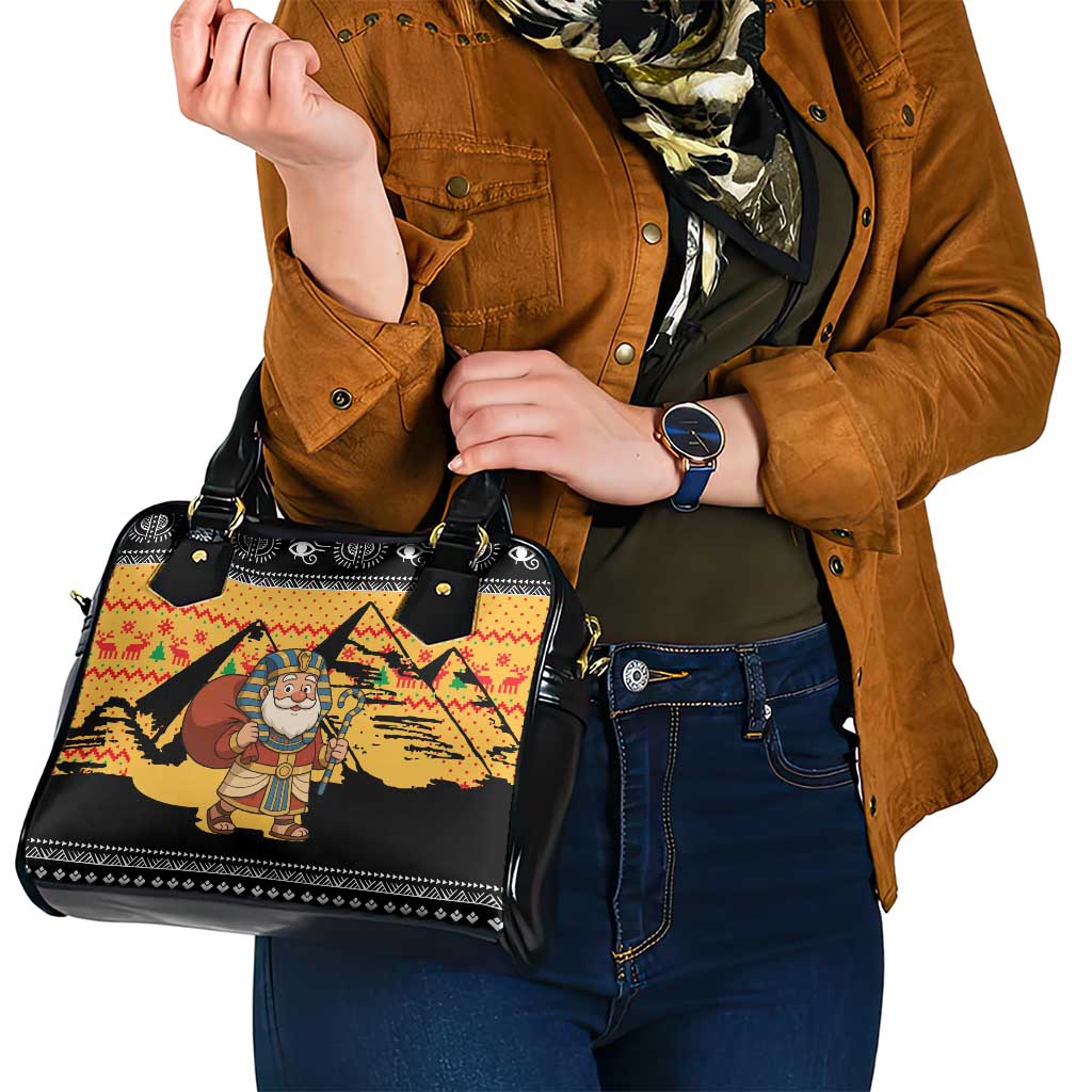 Egypt Christmas Shoulder Handbag with Pharaoh Santa Pyramids Eye of Horus and Ancient Egyptian - Wonder Print Shop