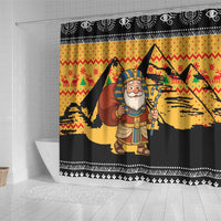 Egypt Christmas Shower Curtain with Pharaoh Santa Pyramids Eye of Horus and Ancient Egyptian - Wonder Print Shop