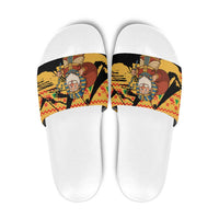 Egypt Christmas Slide Sandals with Pharaoh Santa Pyramids Eye of Horus and Ancient Egyptian - Wonder Print Shop