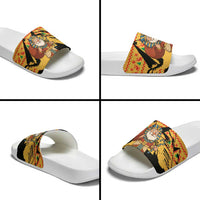 Egypt Christmas Slide Sandals with Pharaoh Santa Pyramids Eye of Horus and Ancient Egyptian - Wonder Print Shop