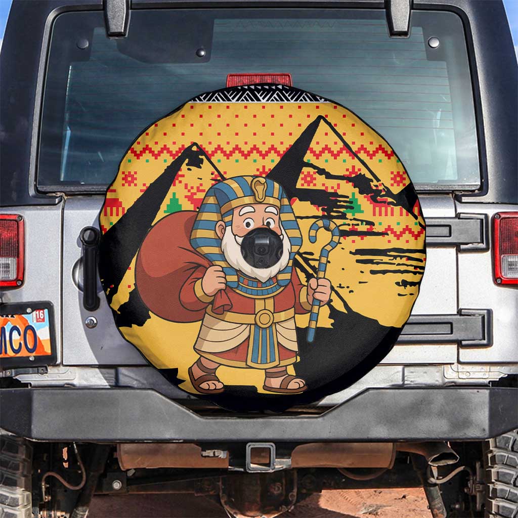 Egypt Christmas Spare Tire Cover with Pharaoh Santa Pyramids Eye of Horus and Ancient Egyptian - Wonder Print Shop
