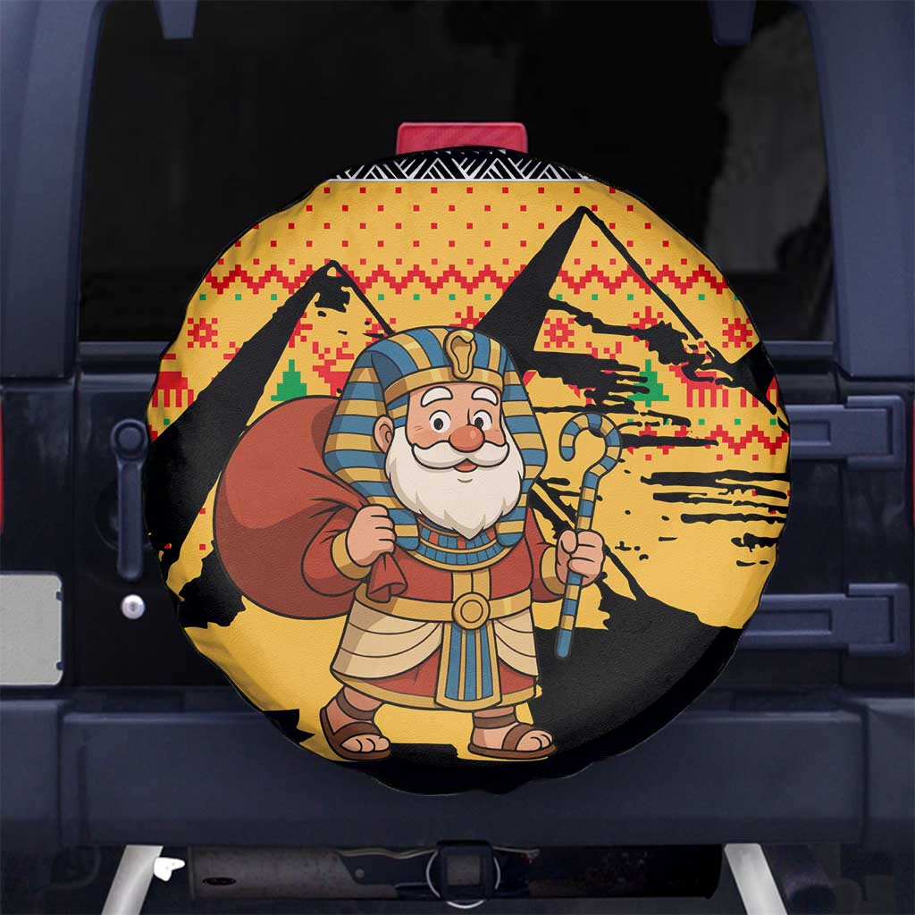 Egypt Christmas Spare Tire Cover with Pharaoh Santa Pyramids Eye of Horus and Ancient Egyptian - Wonder Print Shop