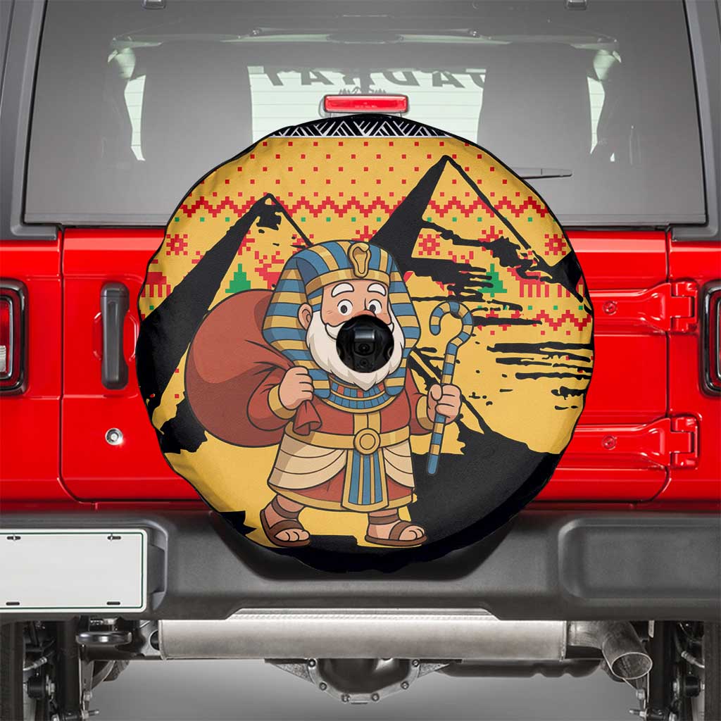 Egypt Christmas Spare Tire Cover with Pharaoh Santa Pyramids Eye of Horus and Ancient Egyptian - Wonder Print Shop