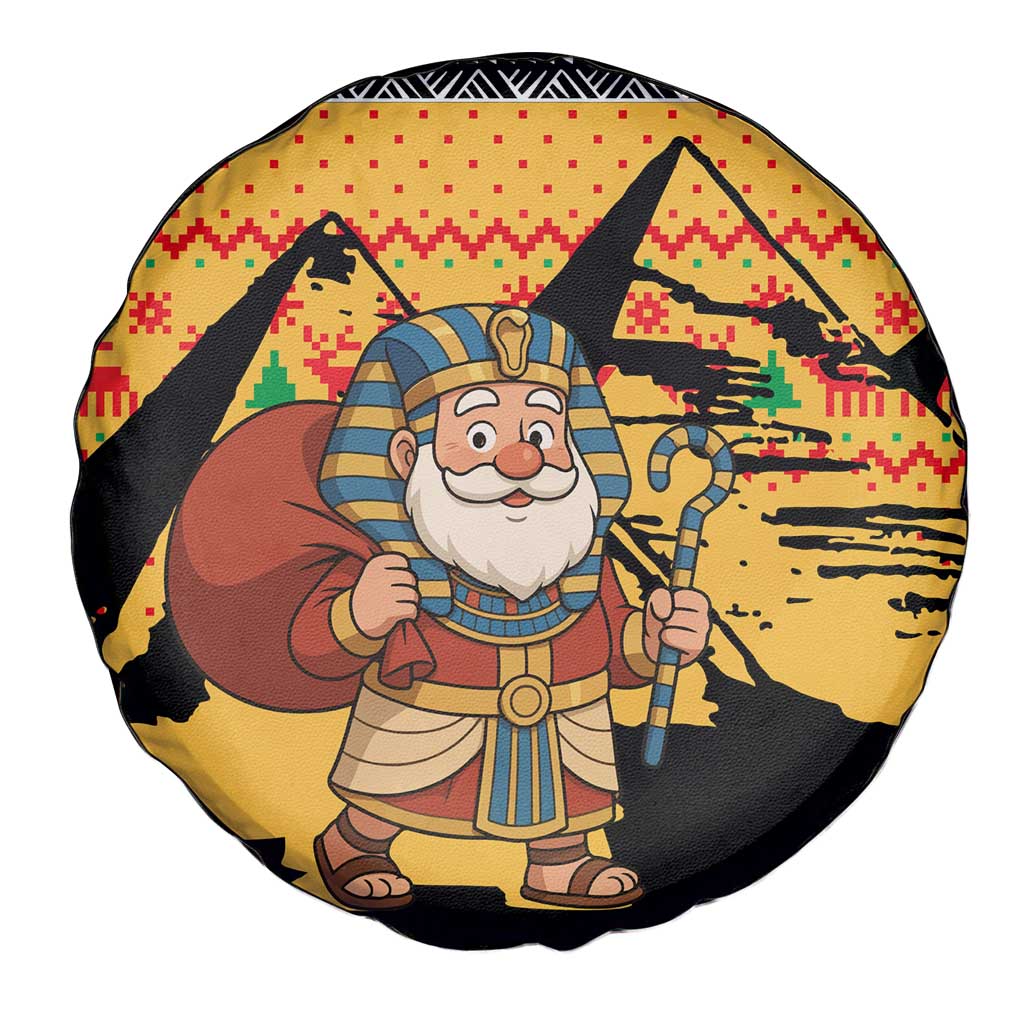Egypt Christmas Spare Tire Cover with Pharaoh Santa Pyramids Eye of Horus and Ancient Egyptian - Wonder Print Shop