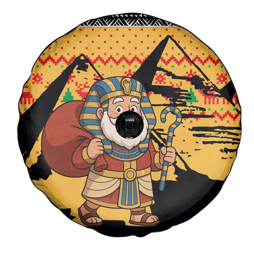 Egypt Christmas Spare Tire Cover with Pharaoh Santa Pyramids Eye of Horus and Ancient Egyptian - Wonder Print Shop