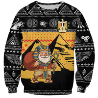 Egypt Christmas Sweatshirt with Pharaoh Santa Pyramids Eye of Horus and Ancient Egyptian - Wonder Print Shop