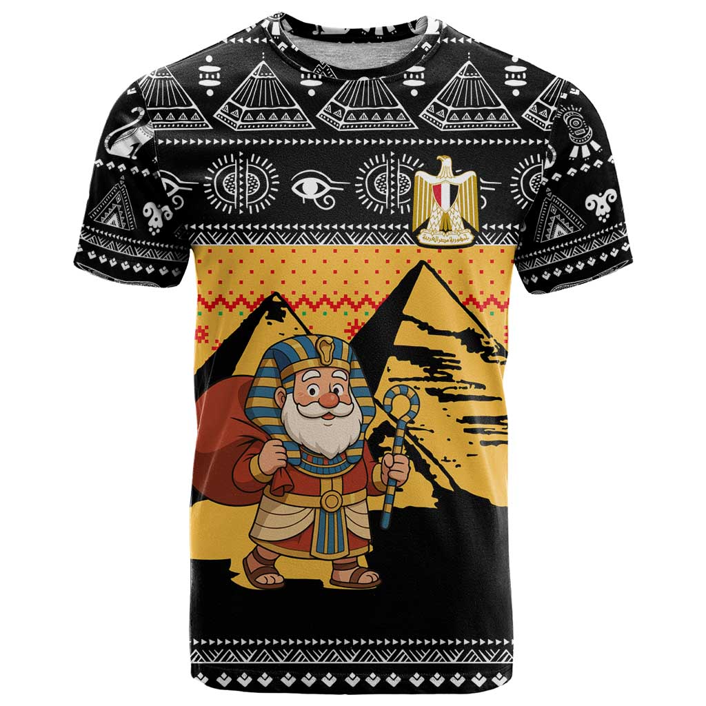 Egypt Christmas T Shirt with Pharaoh Santa Pyramids Eye of Horus and Ancient Egyptian - Wonder Print Shop