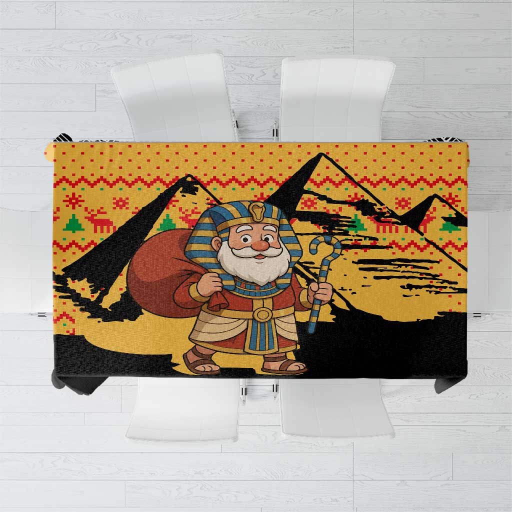 Egypt Christmas Tablecloth with Pharaoh Santa Pyramids Eye of Horus and Ancient Egyptian - Wonder Print Shop