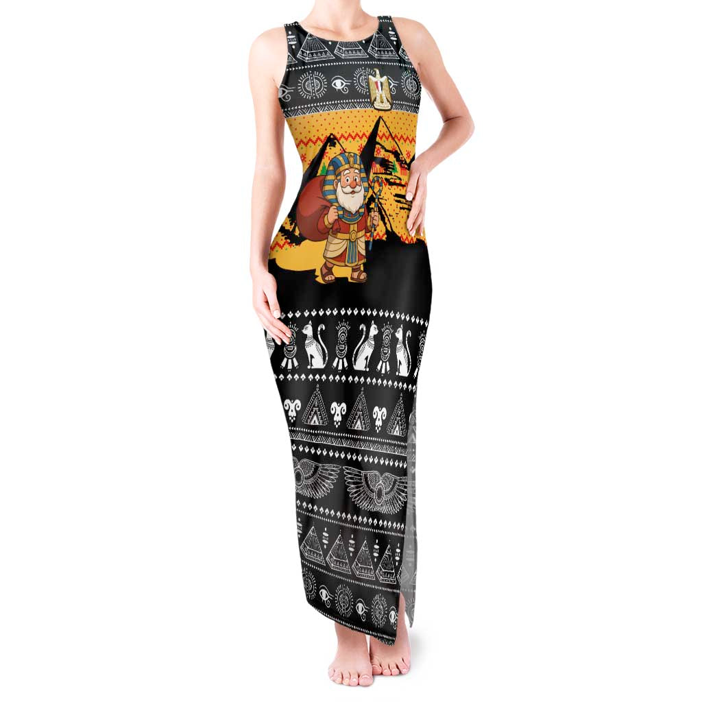 Egypt Christmas Tank Maxi Dress with Pharaoh Santa Pyramids Eye of Horus and Ancient Egyptian - Wonder Print Shop