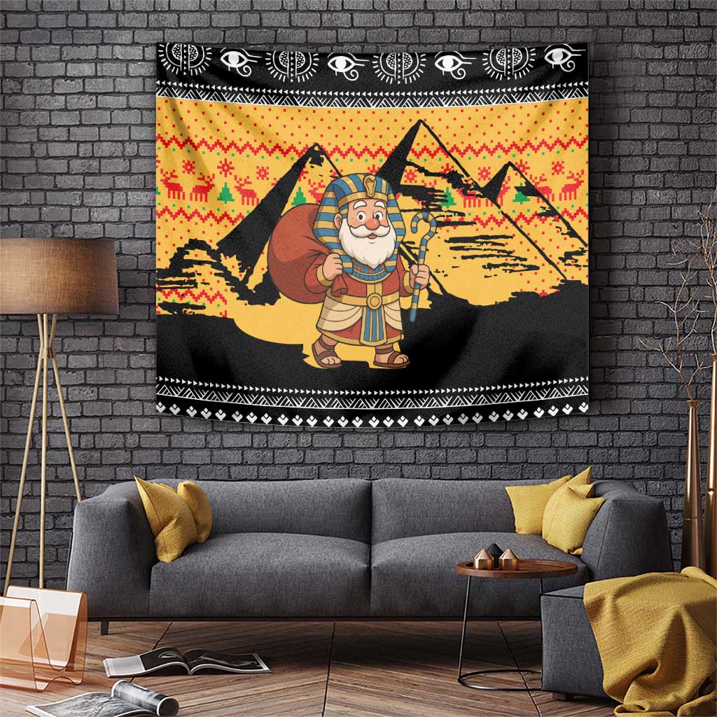 Egypt Christmas Tapestry with Pharaoh Santa Pyramids Eye of Horus and Ancient Egyptian - Wonder Print Shop