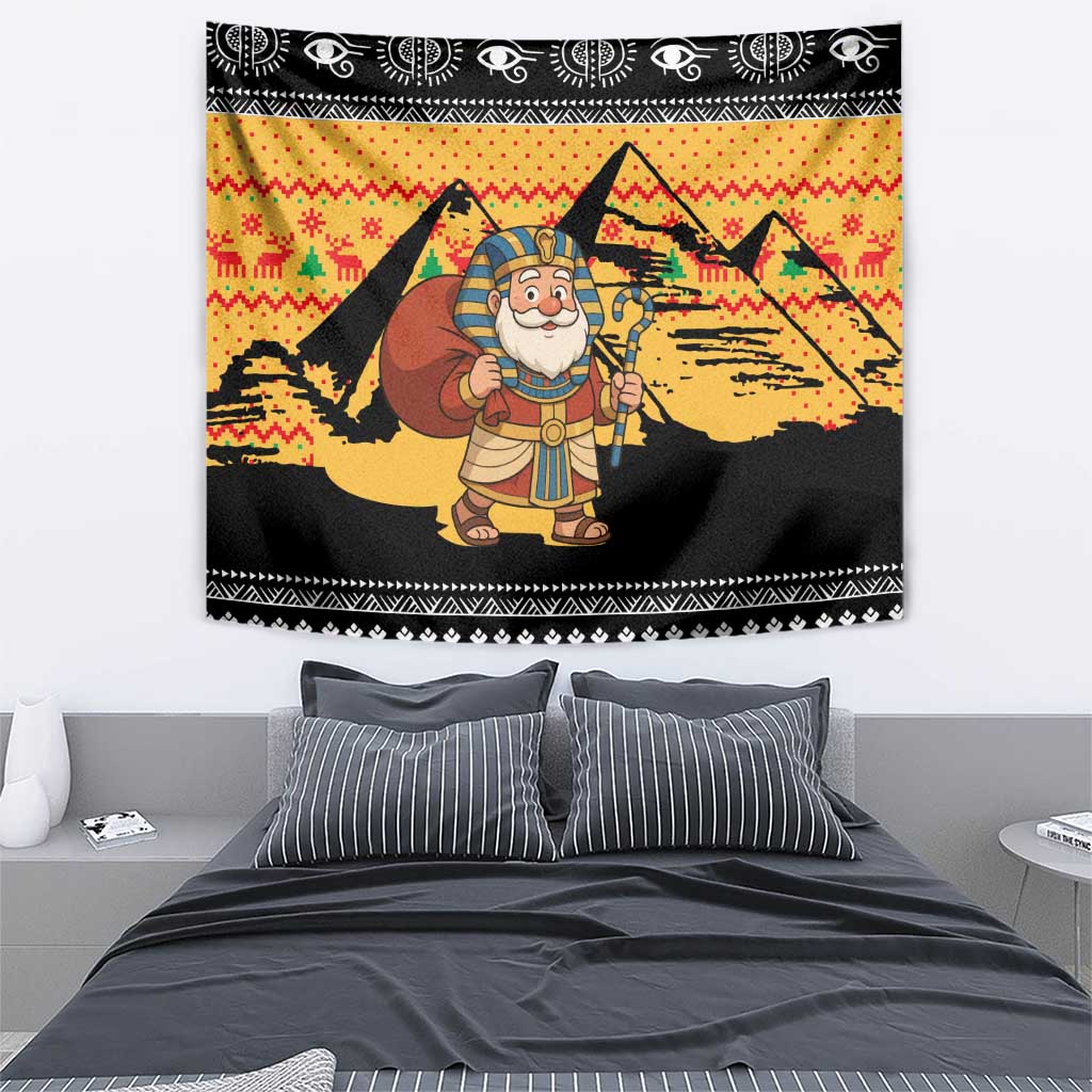 Egypt Christmas Tapestry with Pharaoh Santa Pyramids Eye of Horus and Ancient Egyptian - Wonder Print Shop
