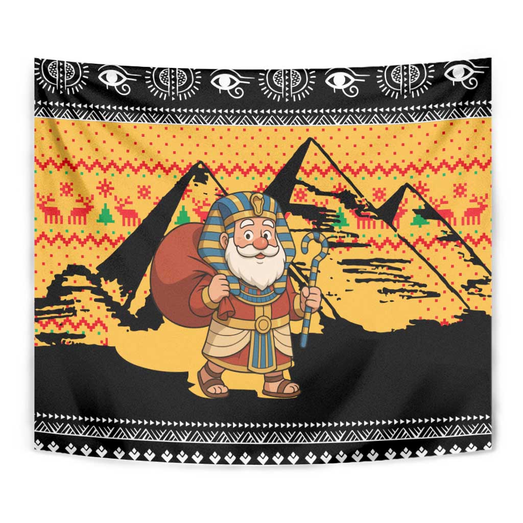 Egypt Christmas Tapestry with Pharaoh Santa Pyramids Eye of Horus and Ancient Egyptian - Wonder Print Shop