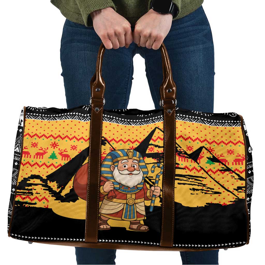 Egypt Christmas Travel Bag with Pharaoh Santa Pyramids Eye of Horus and Ancient Egyptian - Wonder Print Shop
