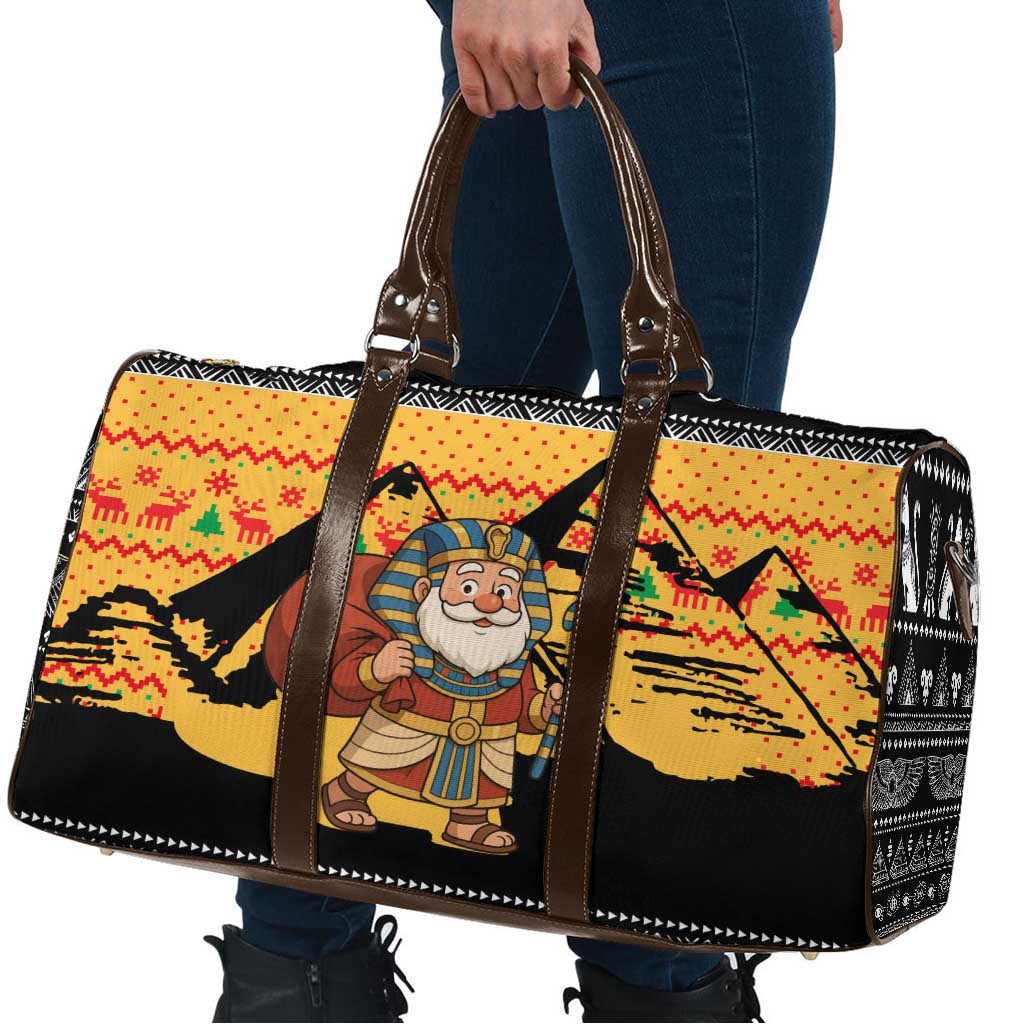 Egypt Christmas Travel Bag with Pharaoh Santa Pyramids Eye of Horus and Ancient Egyptian - Wonder Print Shop