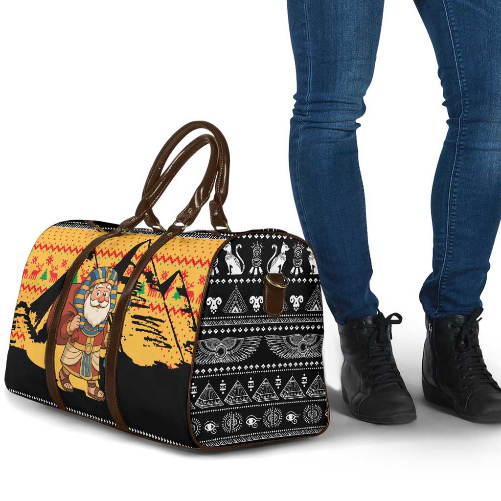 Egypt Christmas Travel Bag with Pharaoh Santa Pyramids Eye of Horus and Ancient Egyptian - Wonder Print Shop